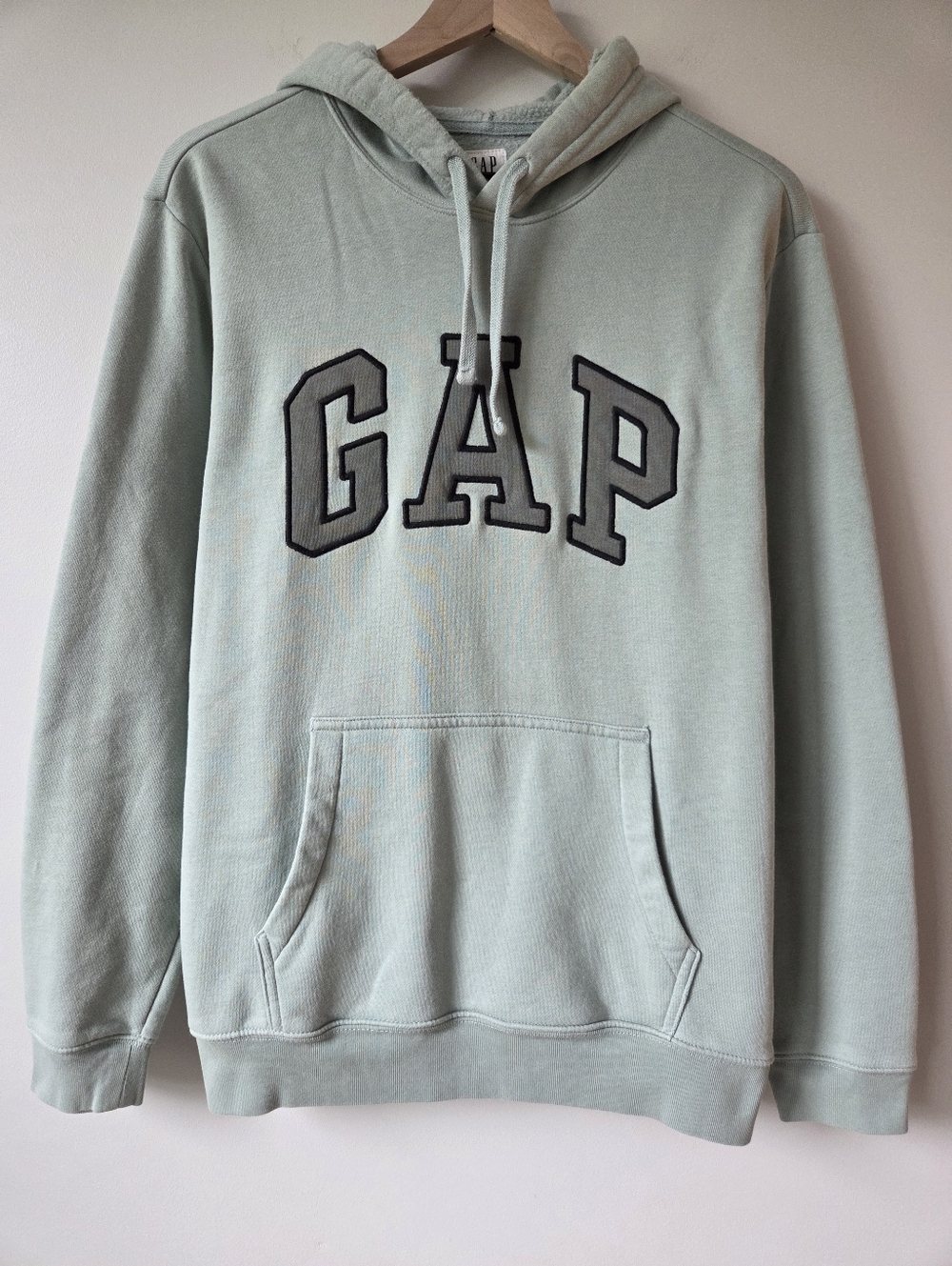 GAP Mint Green Logo Hoodie Fleece Pullover Sweatshirt Womens Size Medium